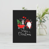 Boston Terrier Dog Kerstmis met Santa Hat Pajama Kaart (Staand voorkant)