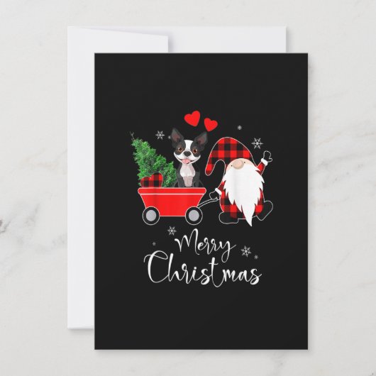 Boston Terrier Dog Kerstmis met Santa Hat Pajama Kaart (Voorkant)