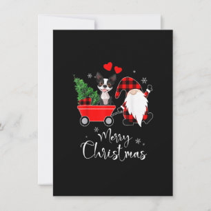 Boston Terrier Dog Kerstmis met Santa Hat Pajama Kaart