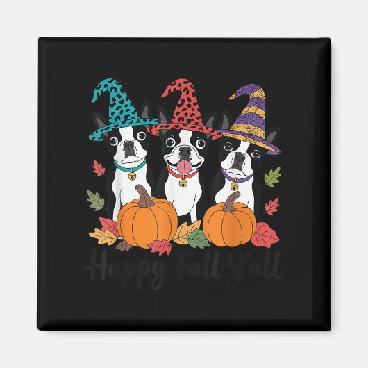 Boston Terrier Dog Lover Fall Ya'll Halloween Cost Magneet (Voorkant)