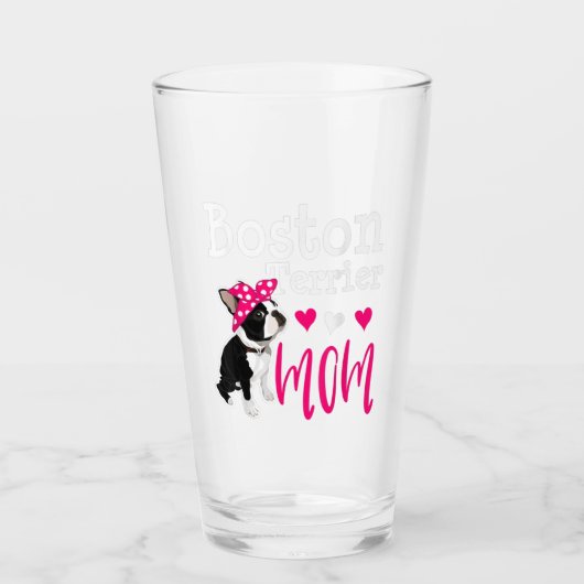 Boston Terrier Dog Mam Owner Cute Funny Glas (Voorkant)