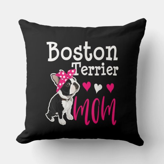 Boston Terrier Dog Mam Owner Cute Funny Kussen (Voorkant)