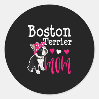 Boston Terrier Dog Mam Owner Cute Funny Ronde Sticker