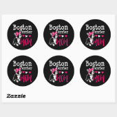 Boston Terrier Dog Mam Owner Cute Funny Ronde Sticker (Vel)