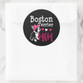 Boston Terrier Dog Mam Owner Cute Funny Ronde Sticker (Tas)