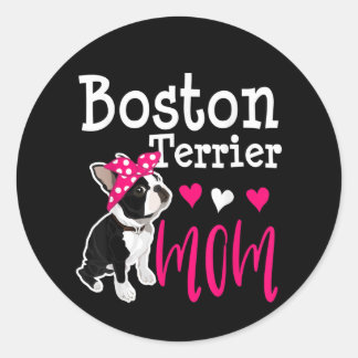 Boston Terrier Dog Mam Owner Cute Funny Ronde Sticker