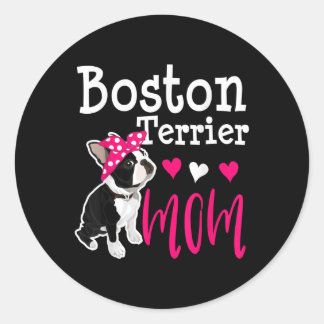 Boston Terrier Dog Mam Owner Cute Funny Ronde Sticker