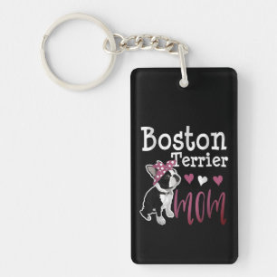 Boston Terrier Dog Mam Owner Cute Funny Sleutelhanger