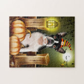 Boston Terrier Dog met Heks Pet Halloween Legpuzzel (Horizontaal)