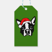 Boston Terrier Dog met kerstkerstkerstkerstkerstke Cadeaulabel (Voorkant)