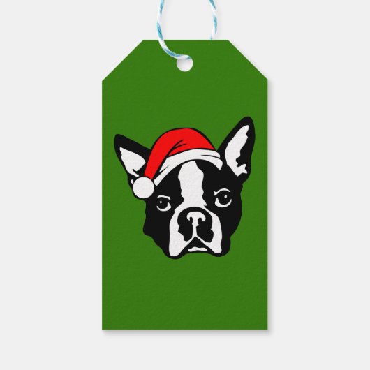 Boston Terrier Dog met kerstkerstkerstkerstkerstke Cadeaulabel (Achterkant)