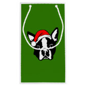 Boston Terrier Dog met kerstkerstkerstkerstkerstke Klein Cadeauzakje (Achterkant)
