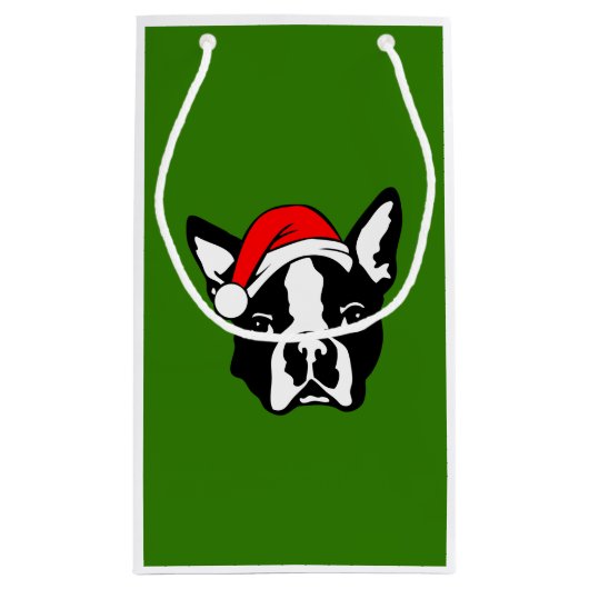 Boston Terrier Dog met kerstkerstkerstkerstkerstke Klein Cadeauzakje (Achterkant)