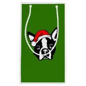 Boston Terrier Dog met kerstkerstkerstkerstkerstke Klein Cadeauzakje (Voorkant)