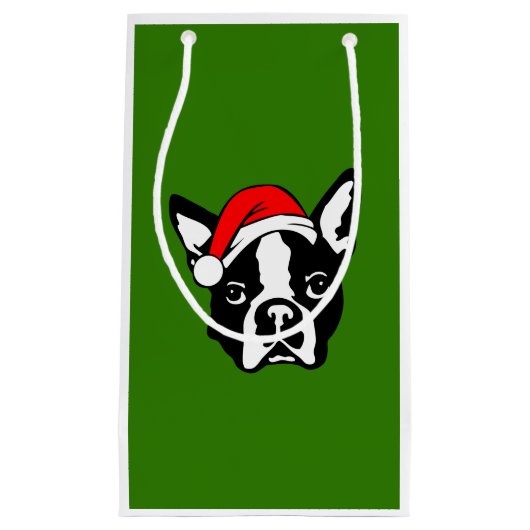 Boston Terrier Dog met kerstkerstkerstkerstkerstke Klein Cadeauzakje (Voorkant)