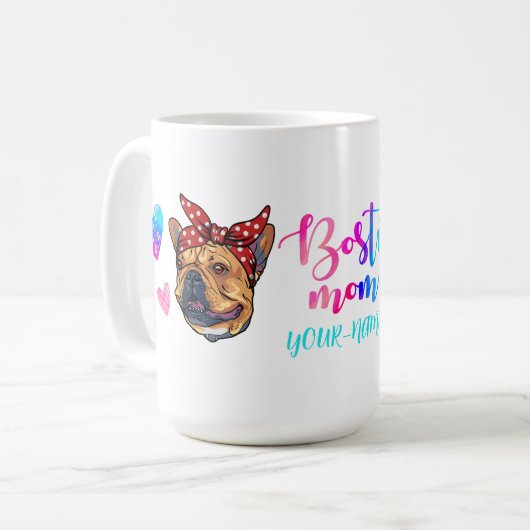 Boston Terrier Dog Mok Moederdag Bosti Mam (Voorkant links)