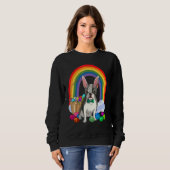 Boston Terrier Dog Mom Easter Eggs Bunny Rabbit Trui (Voorkant volledig)