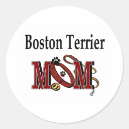 Boston Terrier Dog MOM Ronde Sticker