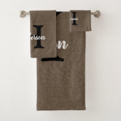 Boston Terrier Dog Monogram Achternaam Bad Handdoek (Insitu)