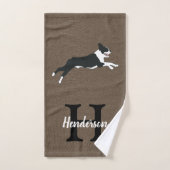 Boston Terrier Dog Monogram Achternaam Bad Handdoek (Handdoek)