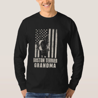 Boston Terrier Dog Oma Amerikaanse Vlag Cadeaus vo T-shirt