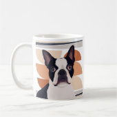 Boston Terrier Dog - Oranje geometrische Koffiemok (Links)