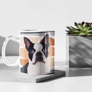 Boston Terrier Dog - Oranje geometrische Koffiemok