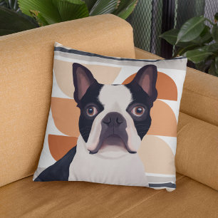 Boston Terrier Dog - Oranje geometrische Kussen