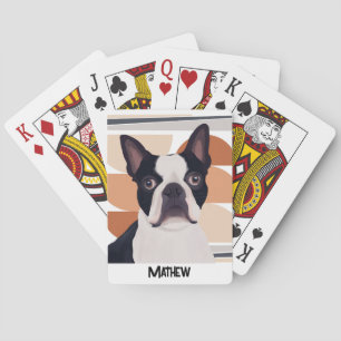 Boston Terrier Dog - Oranje geometrische Pokerkaarten