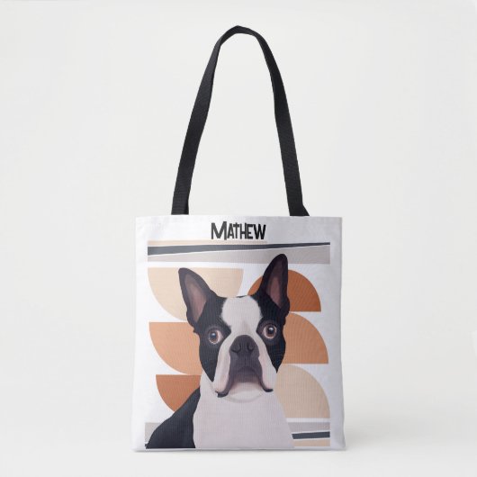 Boston Terrier Dog - Oranje geometrische Tote Bag (Voorkant)