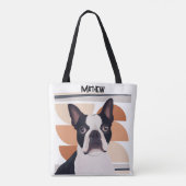 Boston Terrier Dog - Oranje geometrische Tote Bag (Achterkant)