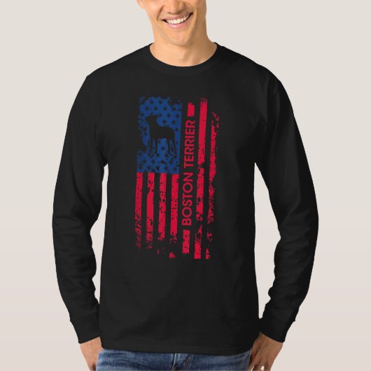 Boston Terrier Dog Patriotic American Flag 4th of T-shirt (Voorkant)