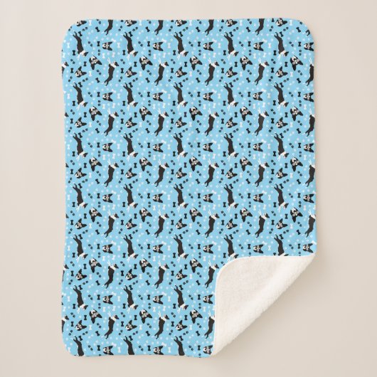 Boston Terrier Dog Pattern Blue Sherpa Blanket Deken (Voorkant)