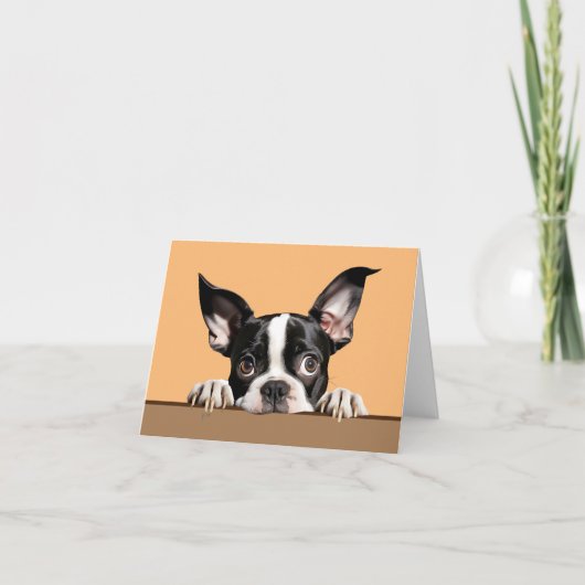 Boston Terrier Dog Pet Notecard of bedankpas Notitiekaartje (Voorkant)