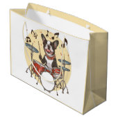 Boston Terrier Dog Playing Drums Groot Cadeauzakje (Achterkant Gekanteld)