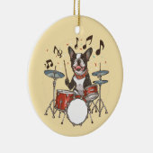 Boston Terrier Dog Playing Drums Keramisch Ornament (Rechts)