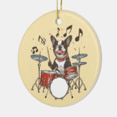 Boston Terrier Dog Playing Drums Keramisch Ornament (Links)