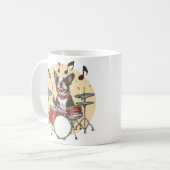 Boston Terrier Dog Playing Drums Koffiemok (Voorkant links)