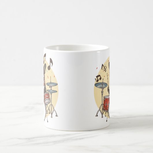 Boston Terrier Dog Playing Drums Koffiemok (Center)