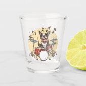 Boston Terrier Dog Playing Drums Shot Glas (Voorkant)