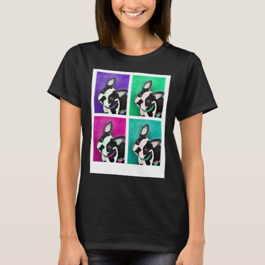 Boston Terrier Dog Pop Art T-shirt (Voorkant)