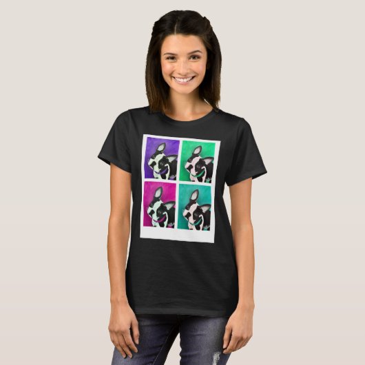 Boston Terrier Dog Pop Art T-shirt (Voorkant volledig)