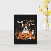 Boston Terrier Dog Pumpkin Halloween Thanksgiving Kaart (Gele Bloem)