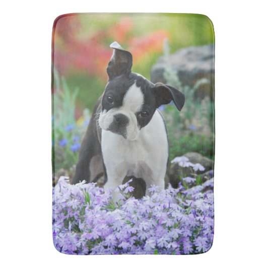 Boston Terrier Dog Puppy Badmat (Voorkant Verticaal)