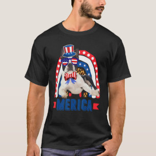 Boston Terrier Dog Rainbow Leopard Merica Vlag 4th T-shirt
