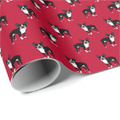 Boston Terrier Dog Red Kerstmis Cadeaupapier (Rol Hoek)