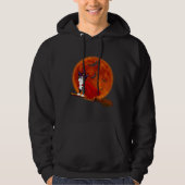 Boston Terrier Dog Riding Broom Blood Moon Hoodie (Voorkant)