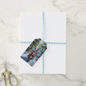 Boston Terrier Dog Riding Motorfiets Kerstmis Cadeaulabel (Met Touw)