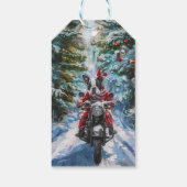 Boston Terrier Dog Riding Motorfiets Kerstmis Cadeaulabel (Achterkant)