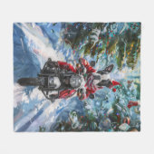 Boston Terrier Dog Riding Motorfiets Kerstmis Fleece Deken (Voorkant (Horizontaal))